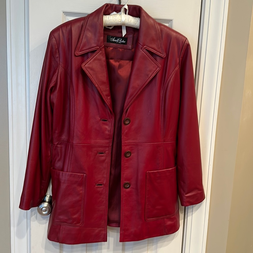 Red leather jacket